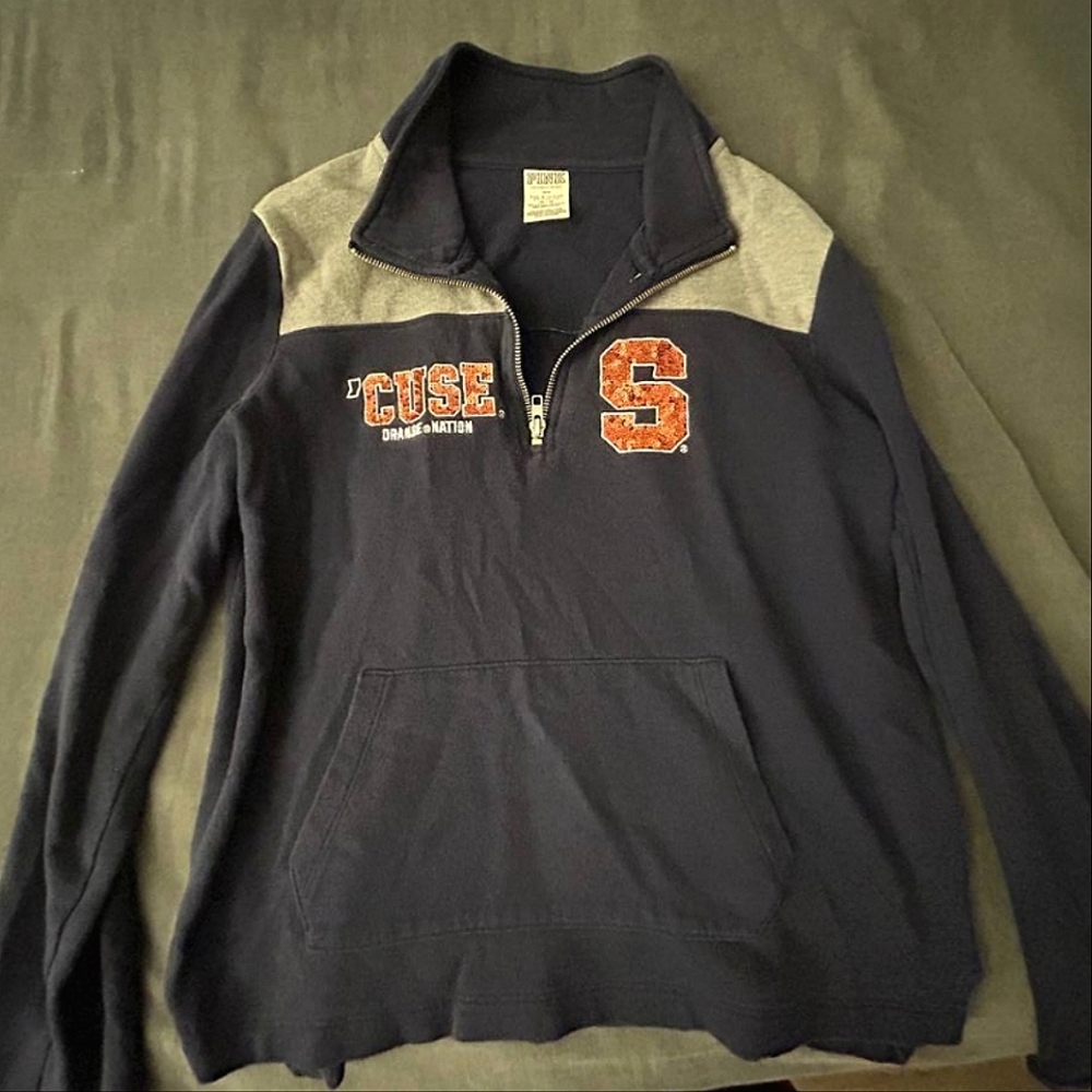PINK Syracuse University ('CUSE) Pullover/Sweatshirt w/ Orange Sequins